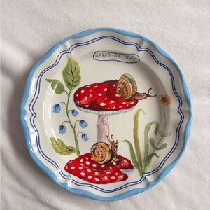 ANTHROPOLOGIE NATHALIE LETE FRANCOPHILE DINNER PLATE - MUSHROOM TOADSTOOL SNAIL